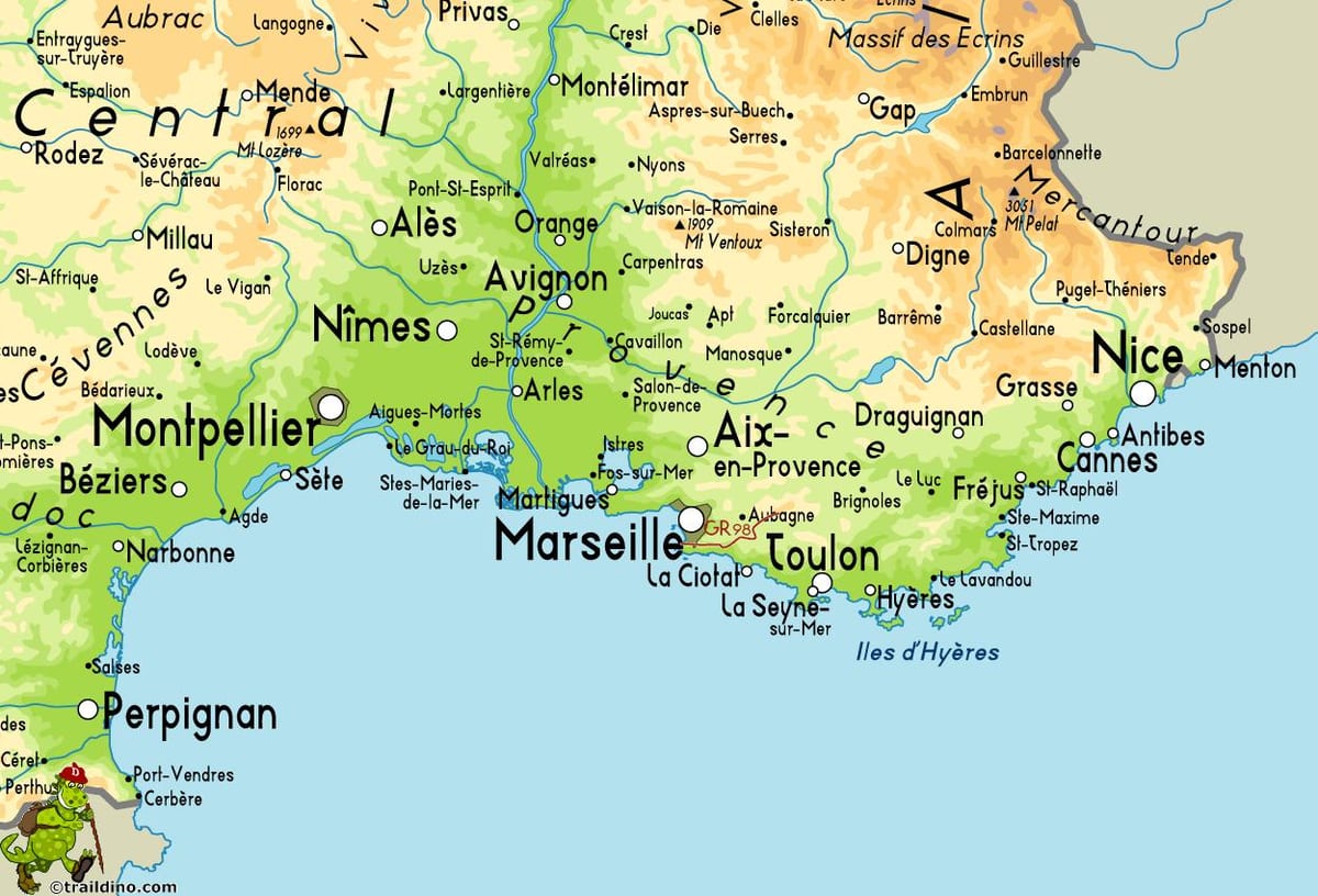 mapa Marseille a okolí