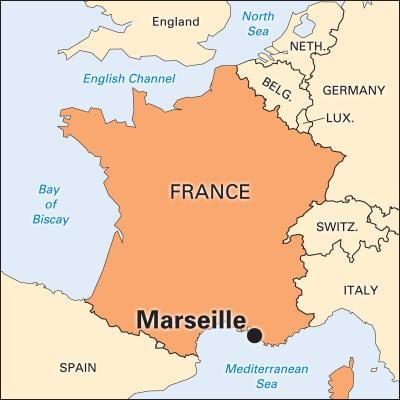 kde je Marseille ve francii mapě