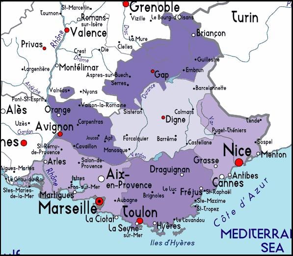 mapa Marseille regionu