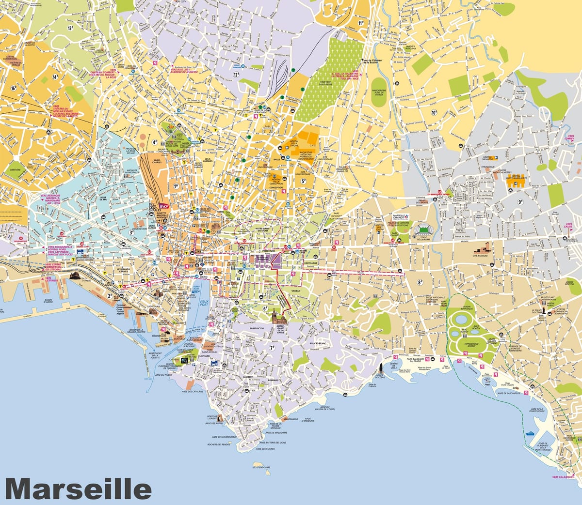 ulice mapa z Marseille, francie