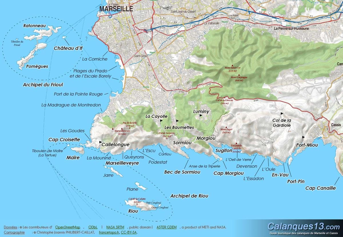 geografická mapa Marseille