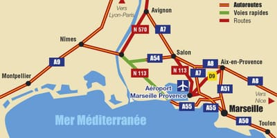 Mapa Marseille dálnici